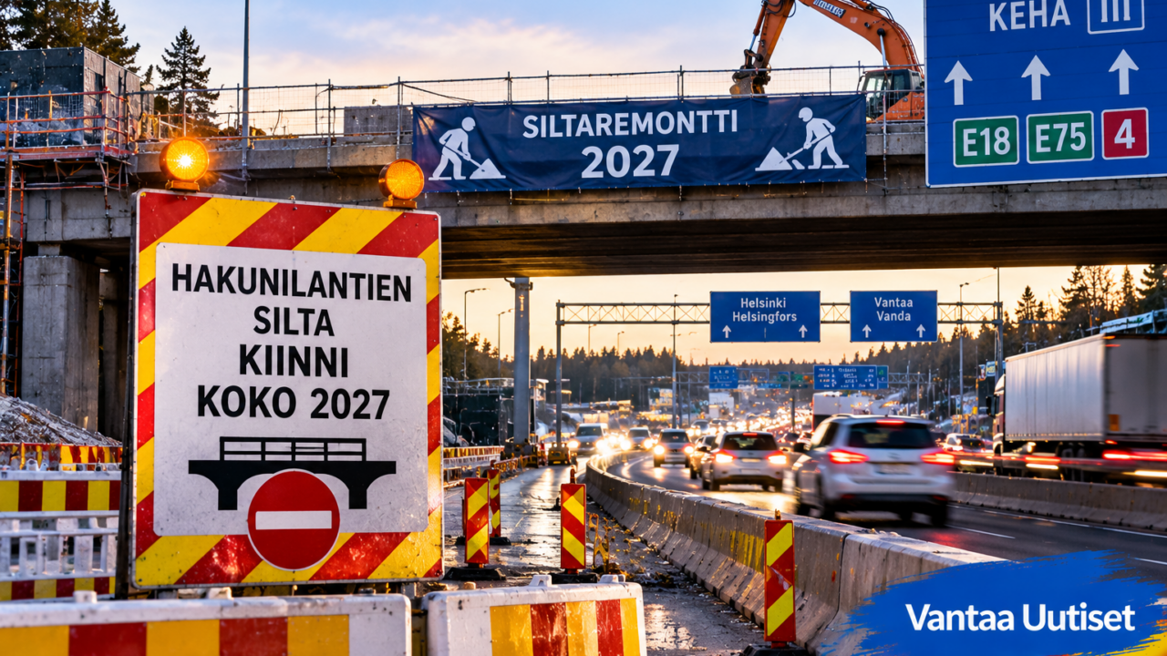 Hakunilantien silta kiinni